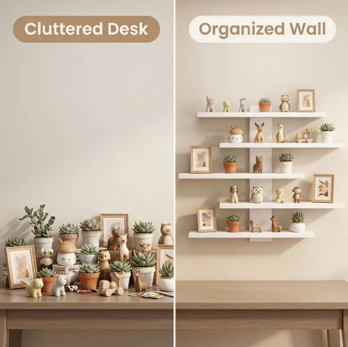 5-Tier Matte Modern Vertical Floating Shelf - Wall-Mounted, Space-Saving Storage for Bedroom, Small Spaces, Plants, Books, Photos