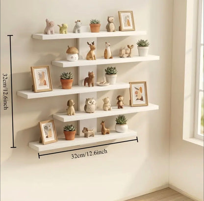 5-Tier Matte Modern Vertical Floating Shelf - Wall-Mounted, Space-Saving Storage for Bedroom, Small Spaces, Plants, Books, Photos