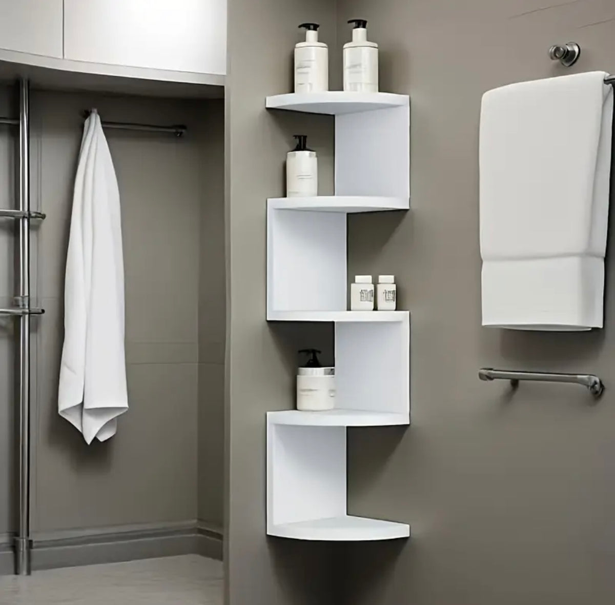 Traditional Style 5-Tier Heavy-Duty Wall-Mounted Corner Shelf - Curved  Shelves, Easy Installation, Space-Saving Organiser for Bedrooms, Bathrooms, Home Decor Use