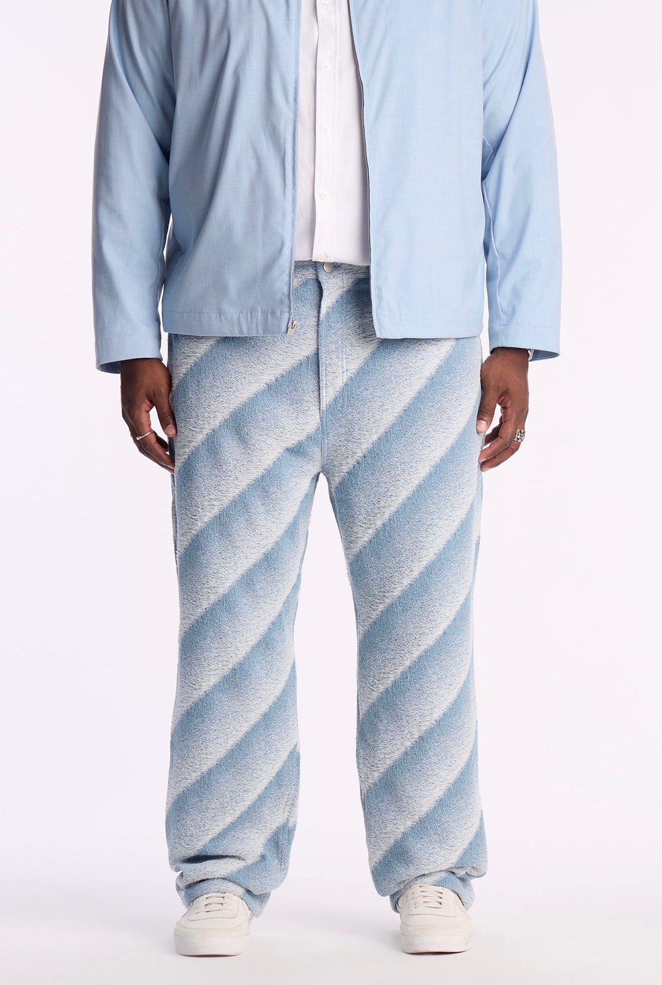 Straight Faded Lines Pant - Ice Blue