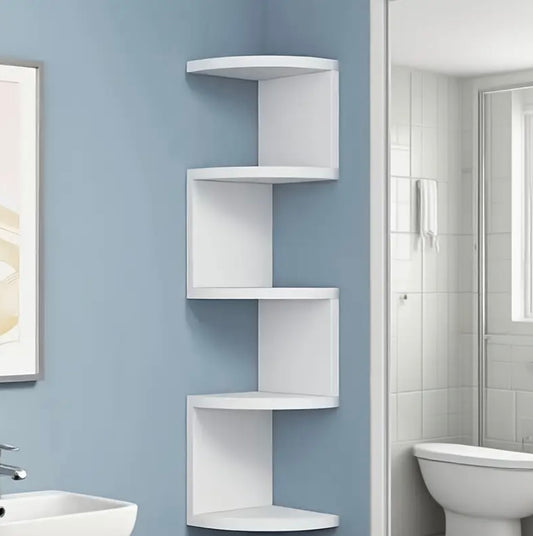 Traditional Style 5-Tier Heavy-Duty Wall-Mounted Corner Shelf - Curved  Shelves, Easy Installation, Space-Saving Organiser for Bedrooms, Bathrooms, Home Decor Use