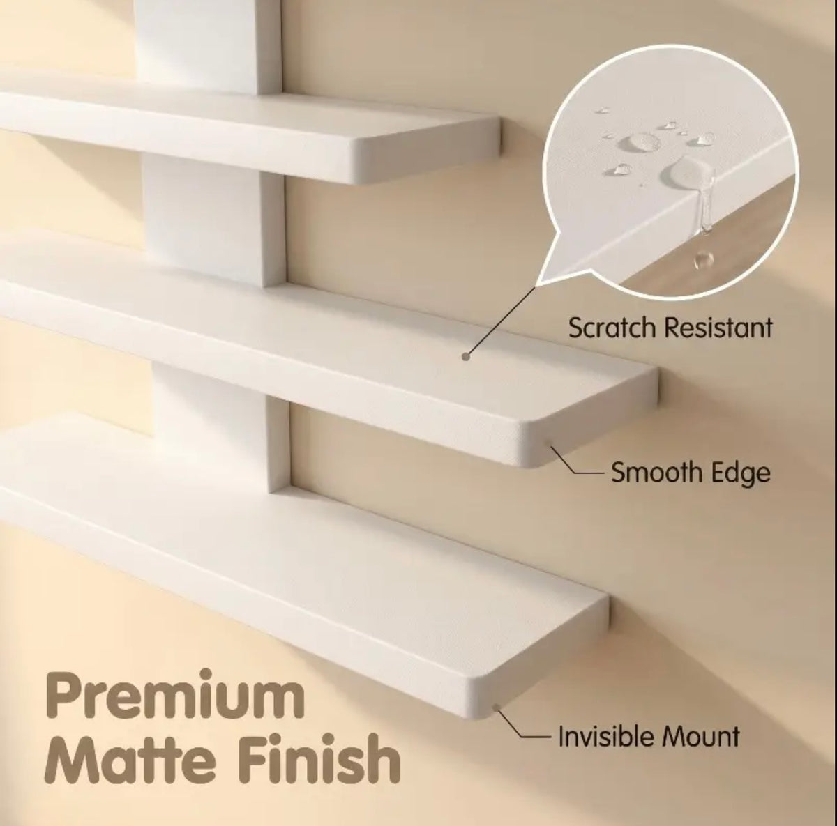 5-Tier Matte Modern Vertical Floating Shelf - Wall-Mounted, Space-Saving Storage for Bedroom, Small Spaces, Plants, Books, Photos