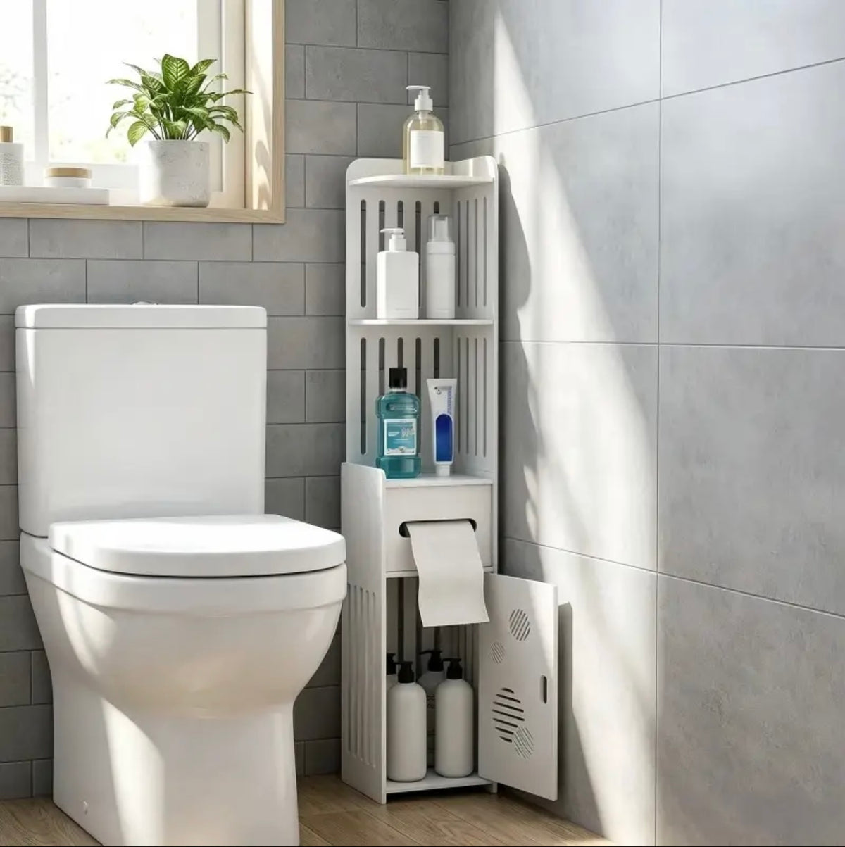 Vinyl White Mesh Bathroom Shelf - No Drill Wall-Mounted Organizer Suitable for Towels, Perfume Bottles, Soap Dishes, Space-Saving Layered Shelves with Mesh for Small Bathrooms, Moisture-Resistant Modern Bath Storage