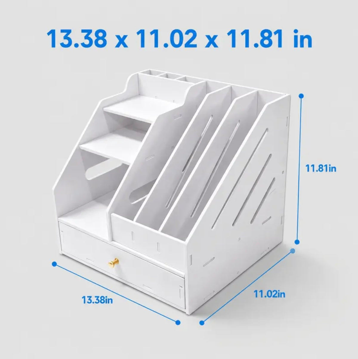 Contemporary Fixed-Form Metal Desk Shelf - Streamlined Office Storage Unit for Home Workstations, Study Desks