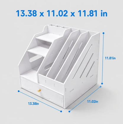 Contemporary Fixed-Form Metal Desk Shelf - Streamlined Office Storage Unit for Home Workstations, Study Desks
